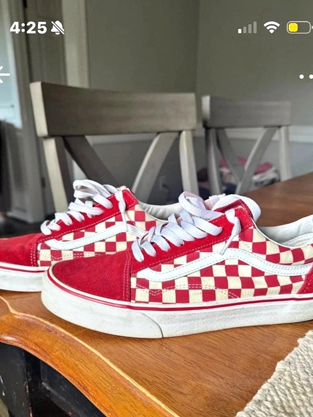 Vans Old Skool Checkered Sneakers in Red & White US 10